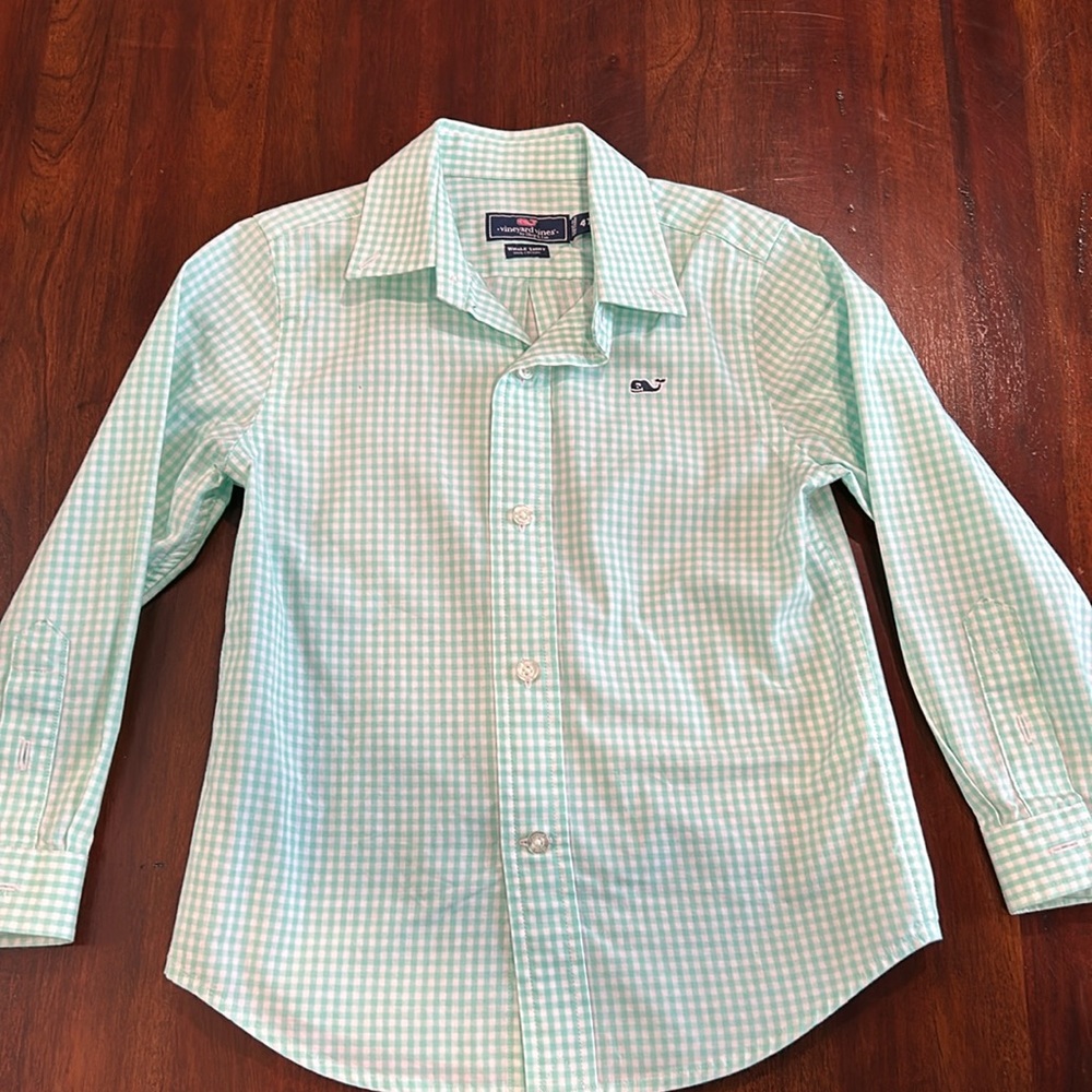Green gingham Vineyard Vines Boys button down